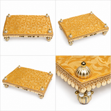 Mustard Yellow Work with Golden Gota Border Bed – 7x10 Inch