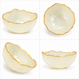 Selenite Bowl – Scalloped Gold Rim