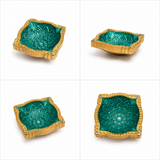 Handpainted Mandala Square Terracotta Diya – Royal