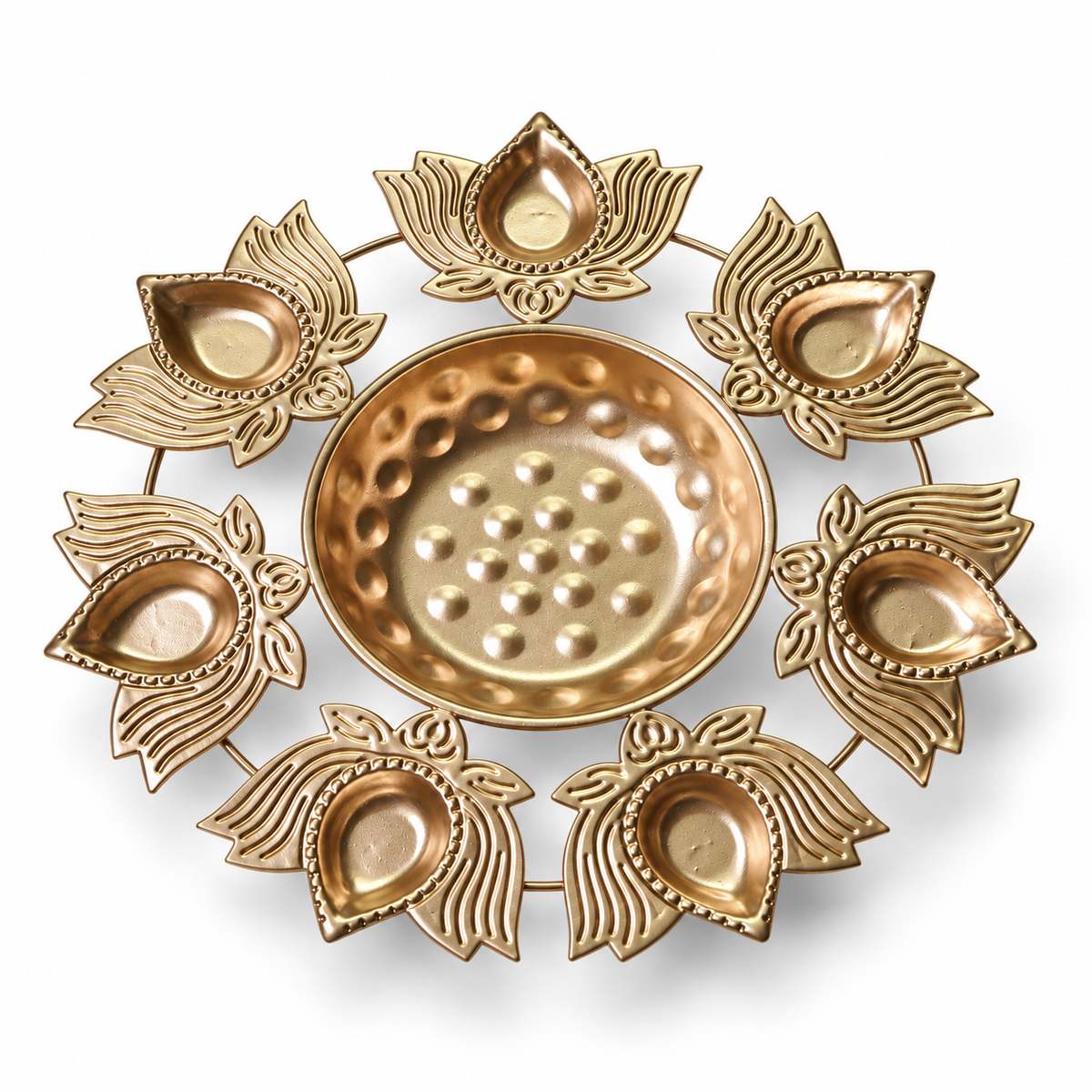 Lotus 7 Diya Urli With Center Bowl