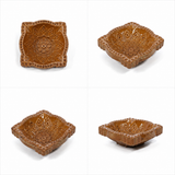 Mandala Square Terracotta Diya – Classic