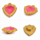 Handpainted Heart Shape Terracotta Diya – Royal