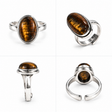 Natural Tiger Eye Stone Ring – Silver Finish