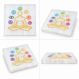 Selenite Square Plate – 7 Chakra Meditating Figure