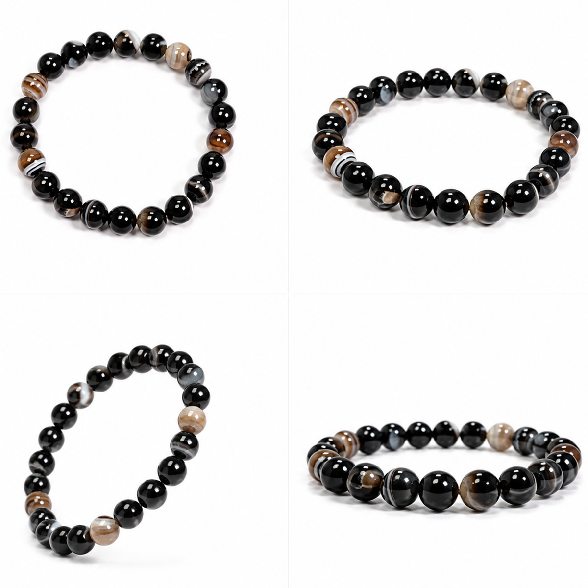 Natural Black Sardonyx Agate Bracelet – Sulemani Hakik – 8 MM
