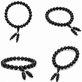 Natural Black Matte Karungali Wood Bracelet with Latkan – 8 MM