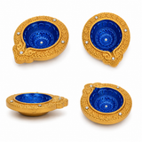 Handpainted Mandala Carved Terracotta Diya – Royal