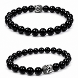 Natural Black Tourmaline Buddha Bracelet – 8 MM