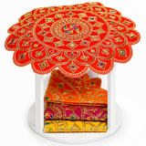 Velvet Swastik Puja Aasan with Jari Work – 16x16 Inch