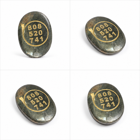 Pyrite Oval Pocket Stone – Angel Number 808520741 + Zibu Symbol