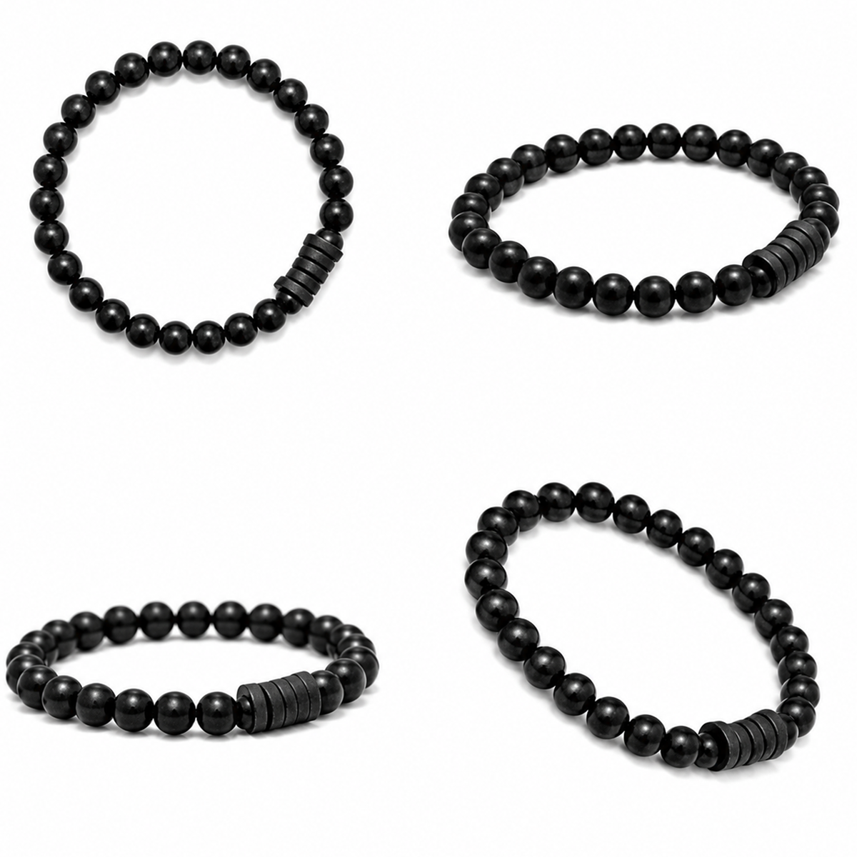Natural Black Matte Karungali Wood Bracelet with Latkan – 6 MM