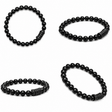 Natural Black Matte Karungali Wood Bracelet with Latkan – 6 MM