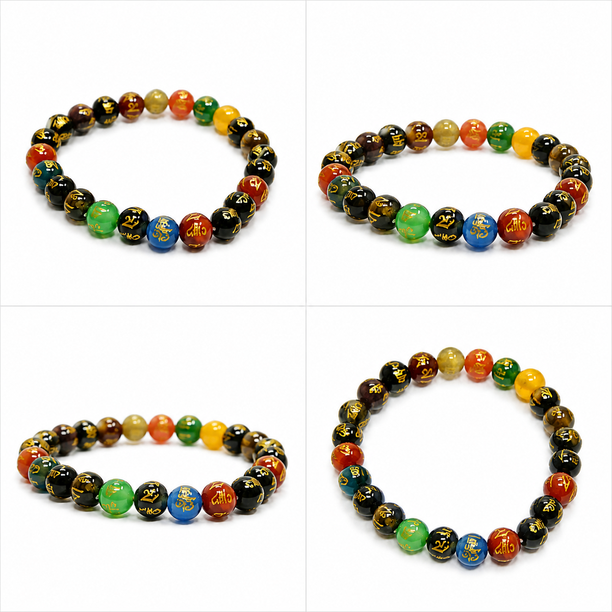 Natural Multi Colour Mantra Bracelet 8 MM