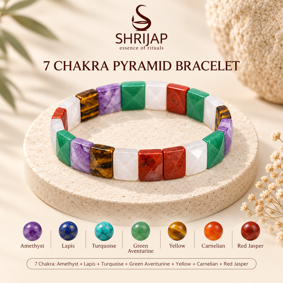 7 Chakra Pyramid Bracelet