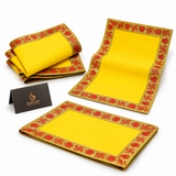 Yellow Velvet Puja Aasan with Golden Border – 10x15 Inch