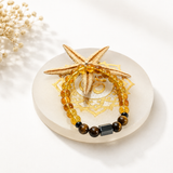 Natural Citrine Tiger Eye Bracelet with Hematite
