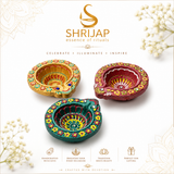 Handpainted Mandala Carved Terracotta Diya – Floral