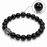 Natural Black Tourmaline Buddha Bracelet – 8 MM