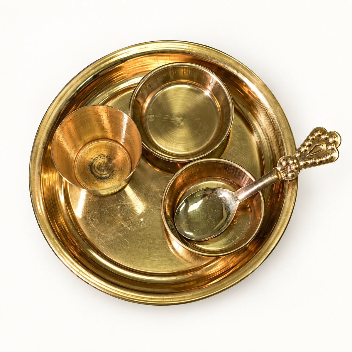 Brass Mini Pooja Thali Set 4 Inch