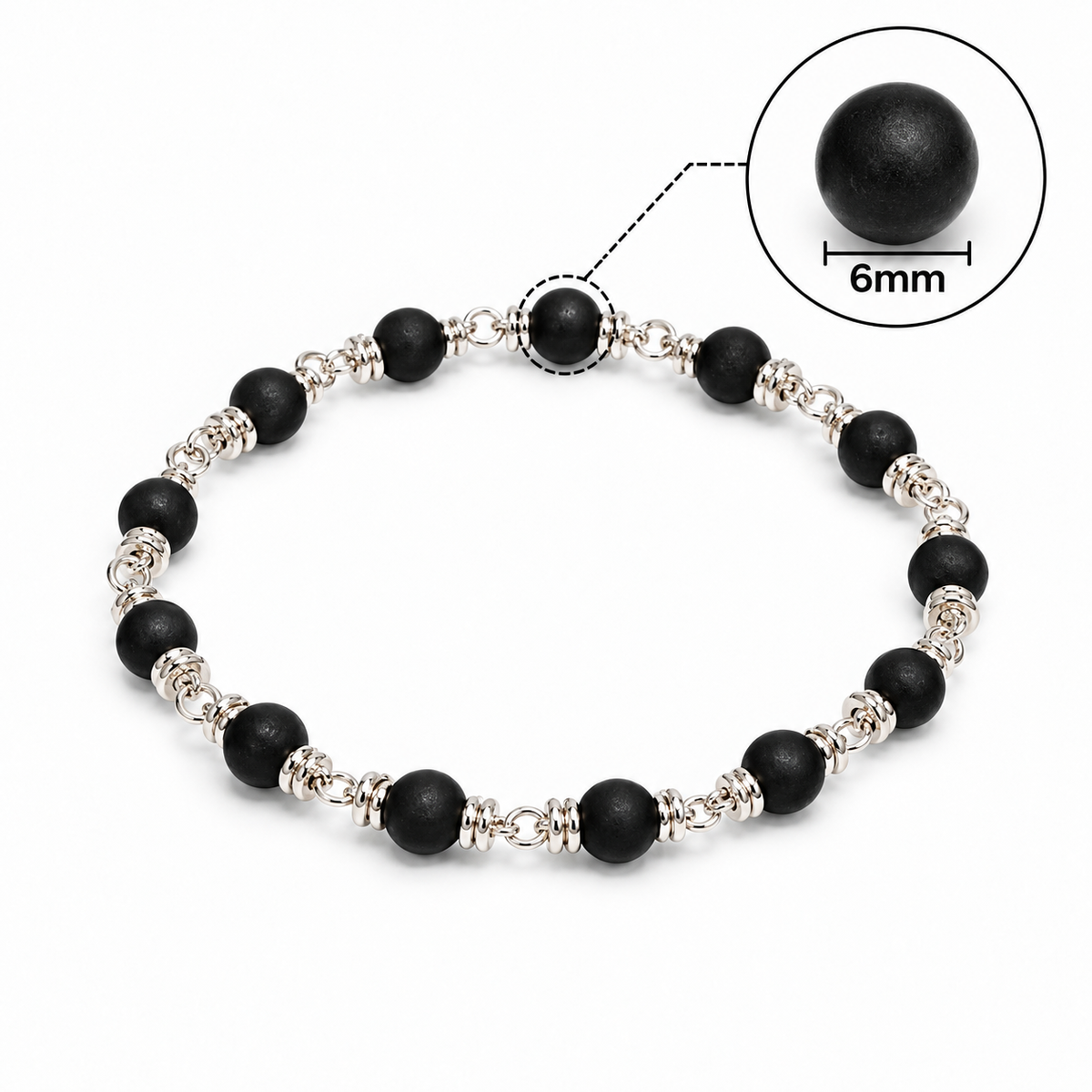 Natural Karungali Silver Plated Bracelet – 6 MM