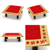 Red Velvet Puja Aasan with Golden Border – 10x15 Inch