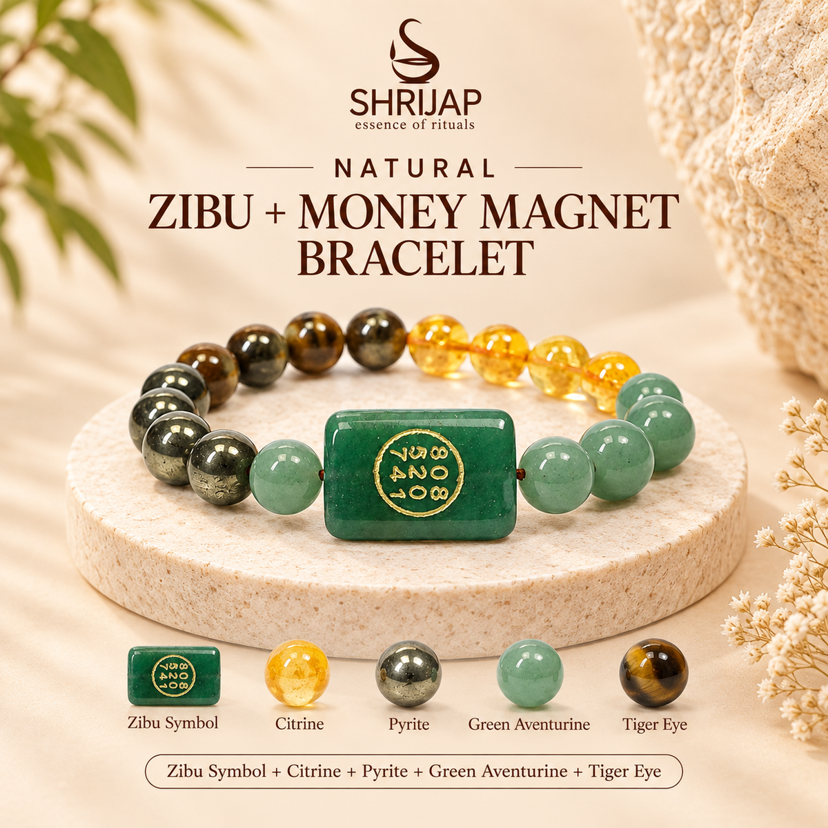 Natural Zibu + Money Magnet Bracelet – 10 MM