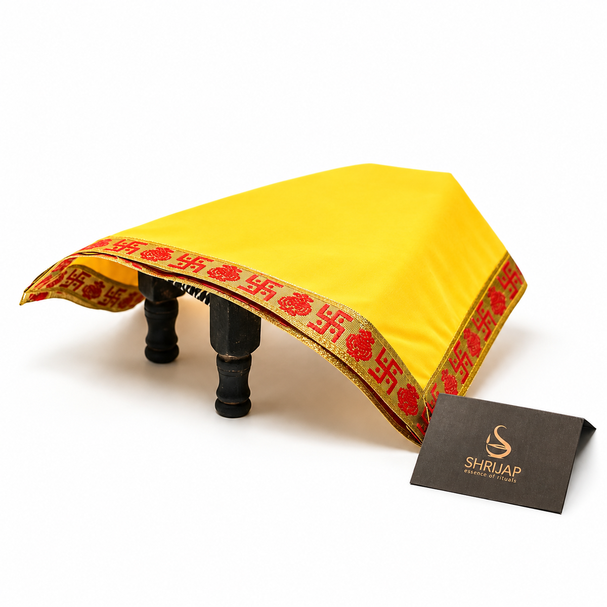 Yellow Velvet Puja Aasan with Golden Border – 15x18 Inch