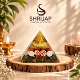 Dhanyog Wealth Pyramid with Copper Coil – Gomti Chakra Pyrite Shree Yantra