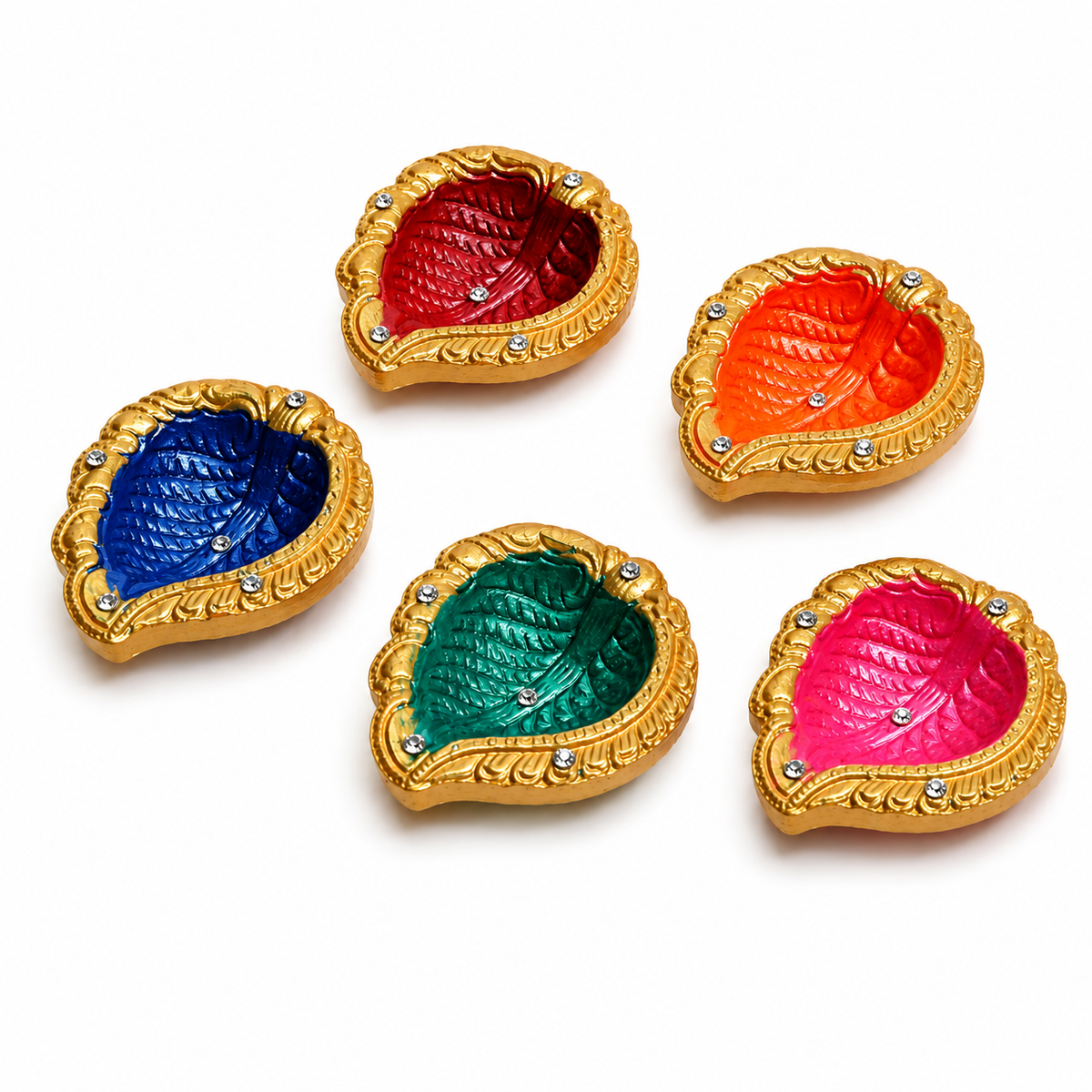 Handpainted Pan Leaf Terracotta Diya – Royal