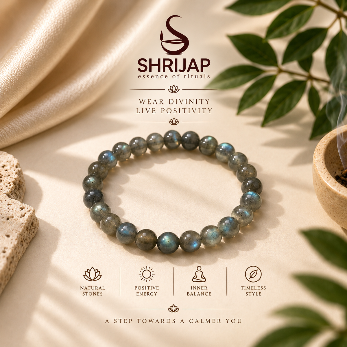 Natural Labradorite Bracelet 8 MM