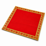 Red Velvet Puja Aasan with Golden Border – 15x15 Inch
