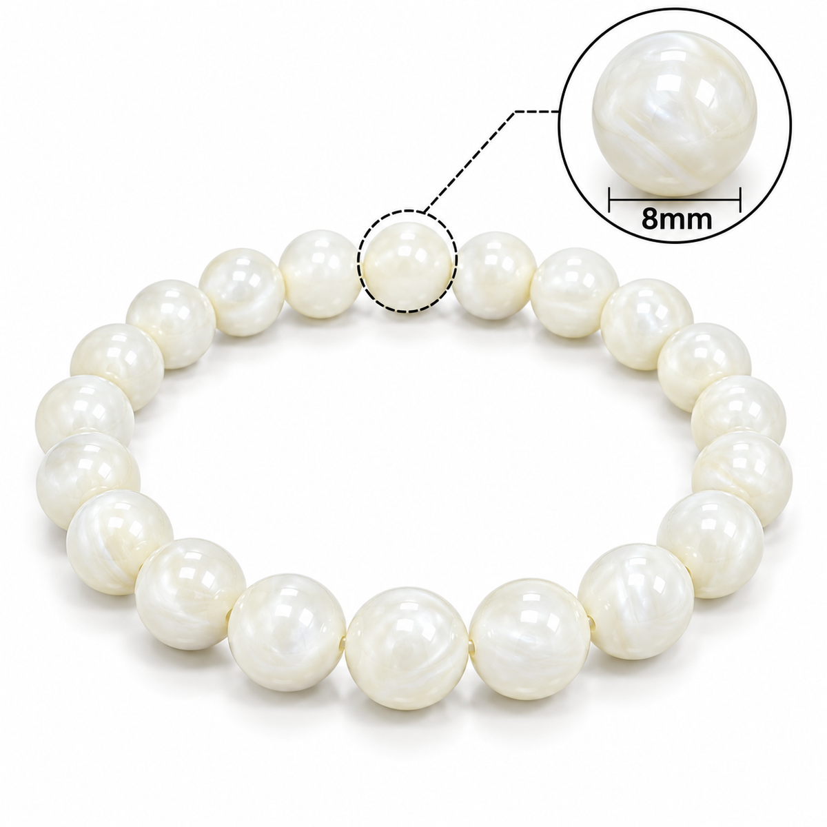 Natural Mother of Pearl Bracelet 8 MM