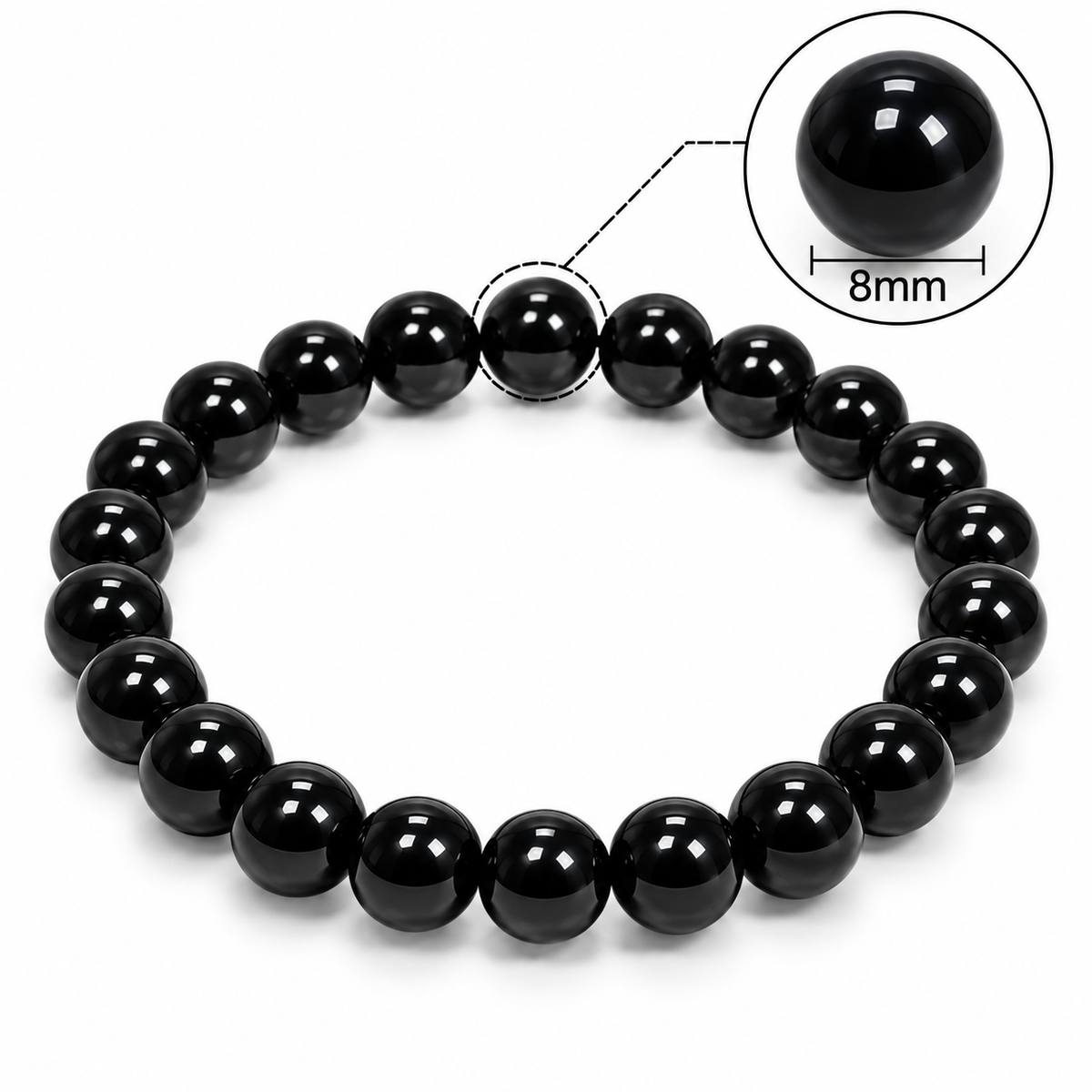 Natural Black Obsidian Bracelet – 8 MM