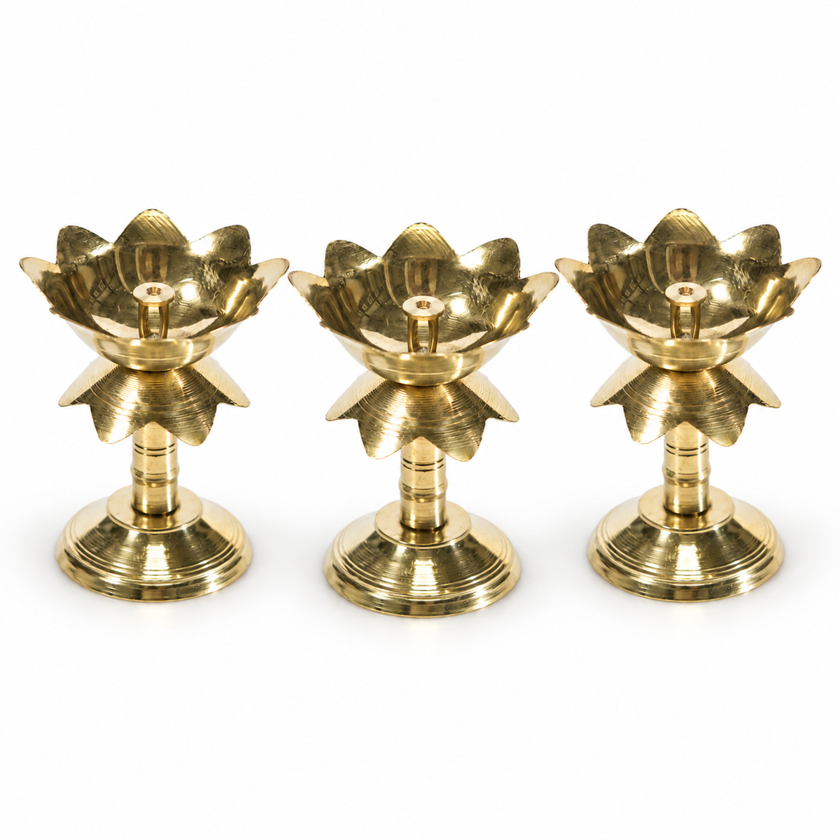 Brass Lotus Stand Diya 3.5 Inch