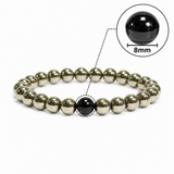 Golden Hematite Bracelet with Black Obsidian Accent – 8 MM