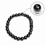 Natural Black Matte Karungali Wood Bracelet with Damru Bead – 8 MM