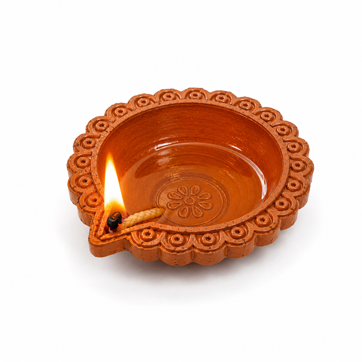 Border Carved Terracotta Diya – Classic