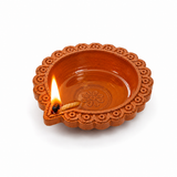 Border Carved Terracotta Diya – Classic
