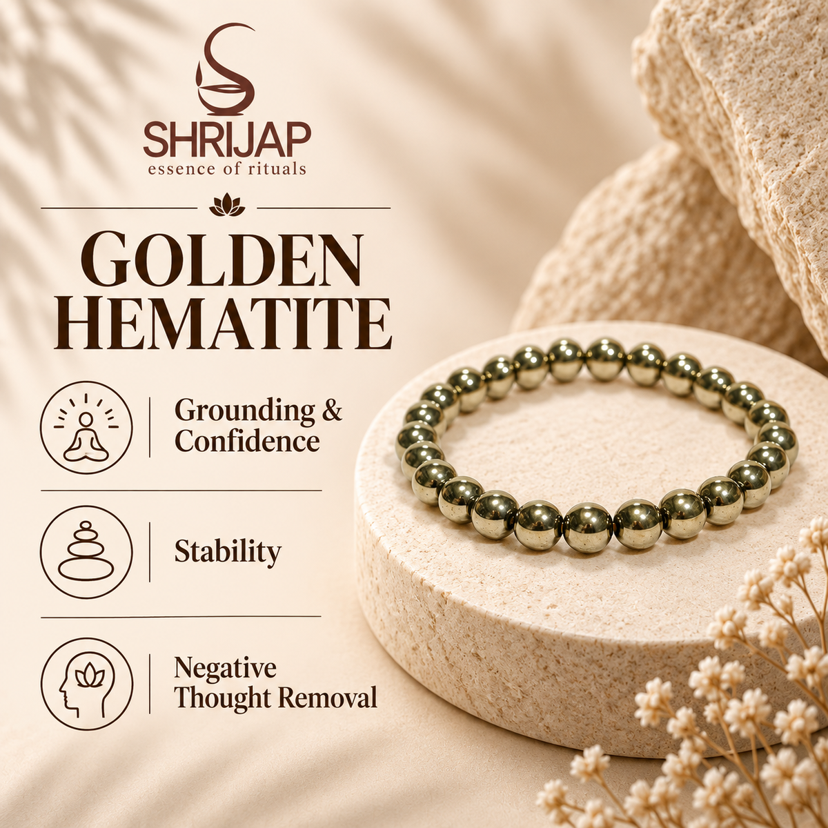 Golden Hematite Bracelet – 8 MM