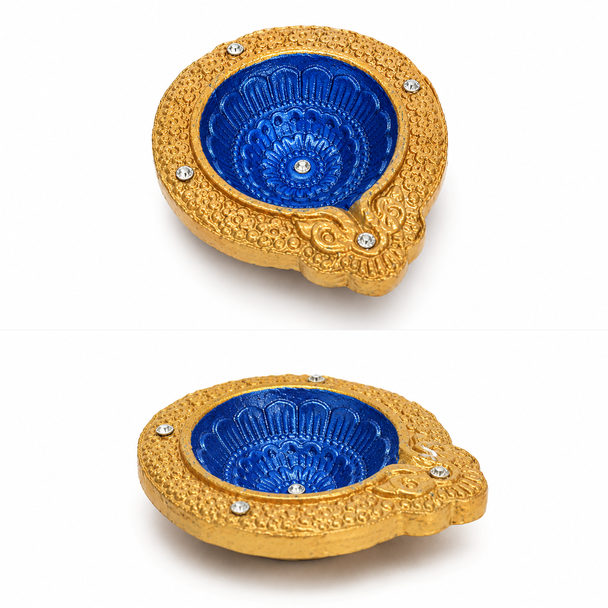 Handpainted Mandala Carved Terracotta Diya – Royal