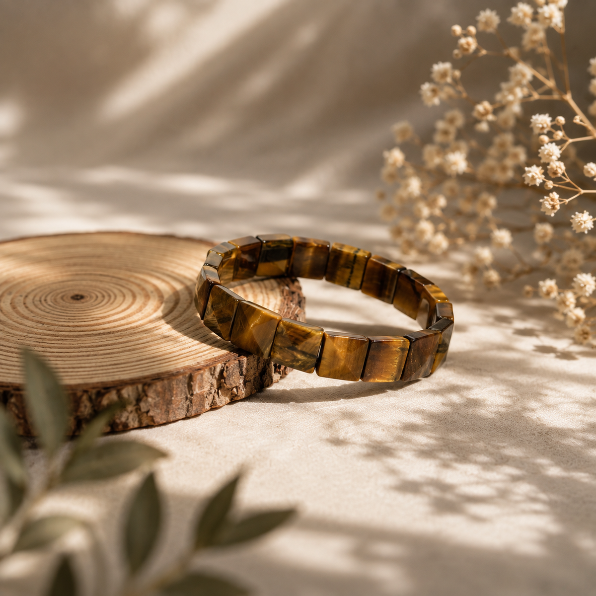 Tiger Eye Pyramid Square Bracelet