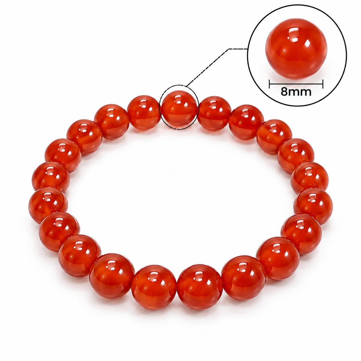 Natural Red Carnelian Bracelet – 8 MM