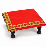 Red Velvet Puja Aasan with Golden Border – 20x30 Inch