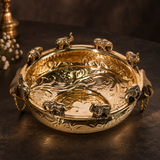 Elephant Embossed Brass Urli Big