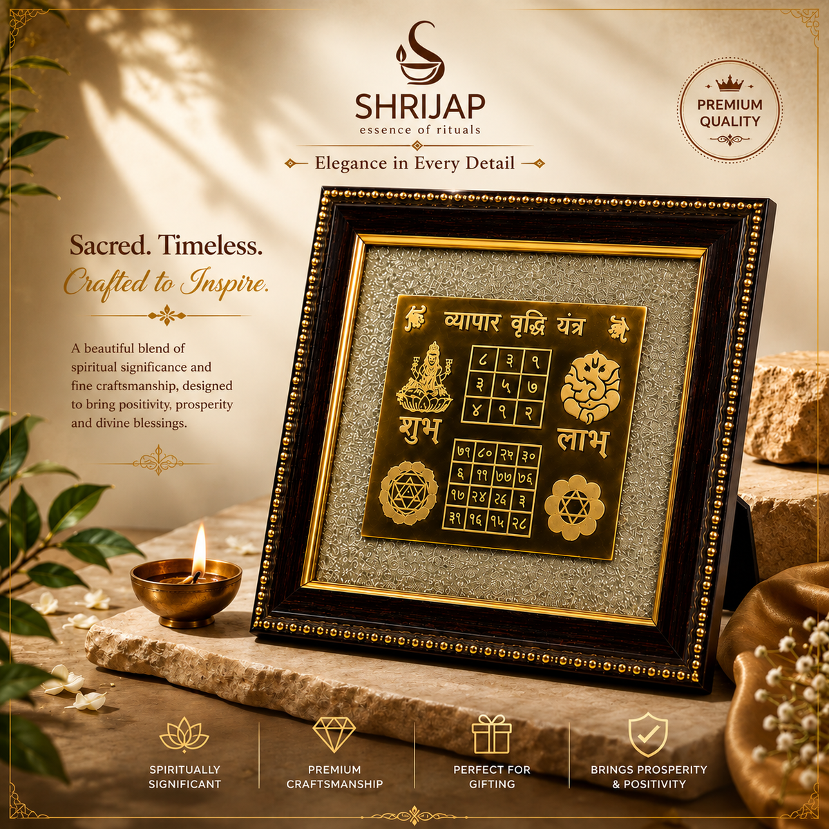 Vyapar Vriddhi Yantra Frame - Kuber Lakshmi Ganesh Vastu