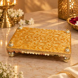 Mustard Yellow Work with Golden Gota Border Bed – 7x10 Inch