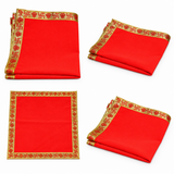 Red Velvet Puja Aasan with Golden Border – 20x20 Inch