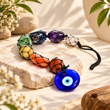 7 Chakra Tumble Hanging with Evil Eye Hanging Wand
