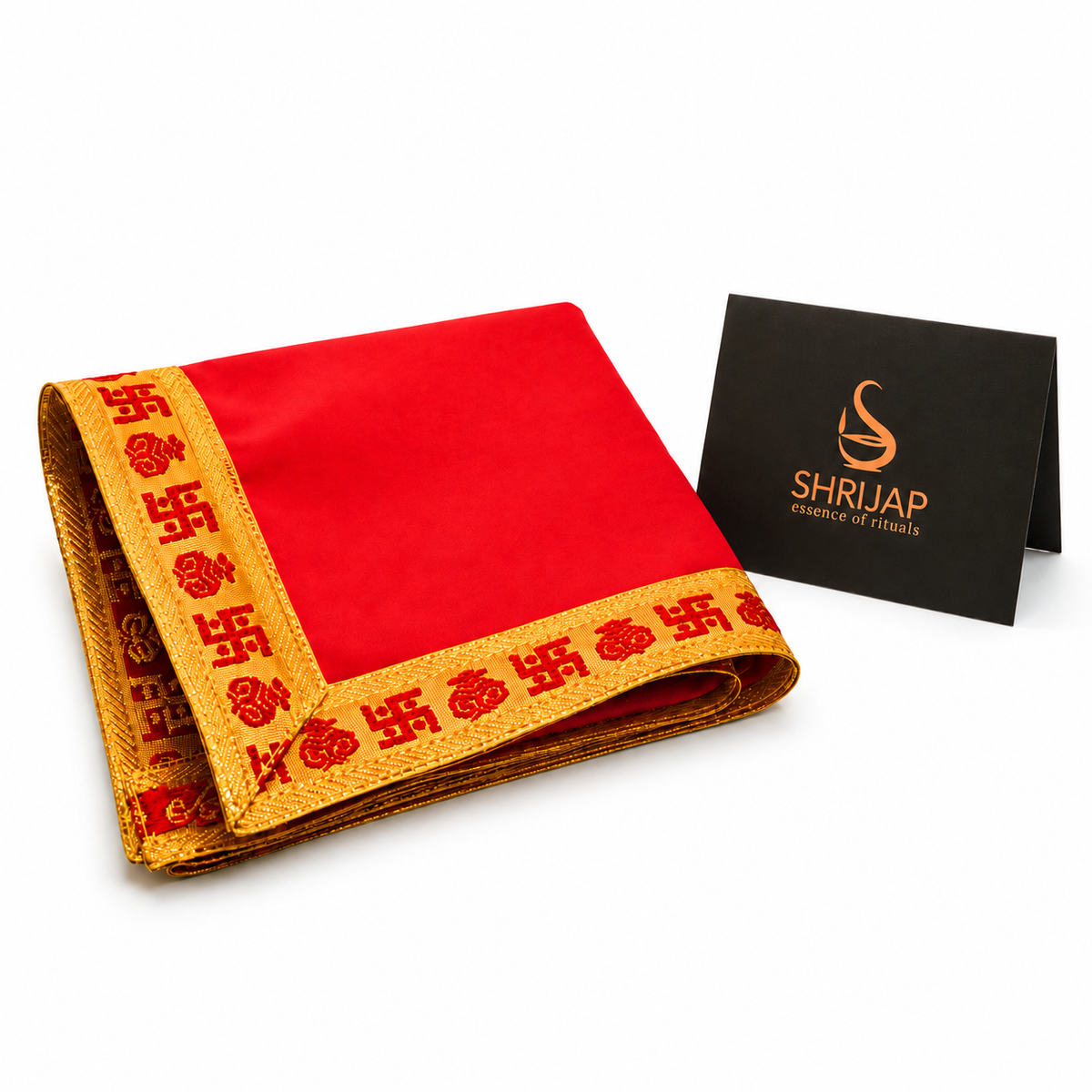 Red Velvet Puja Aasan with Golden Border – 12x12 Inch