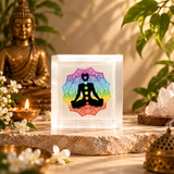 Selenite Square Box – Chakra Mandala Meditator (Big)